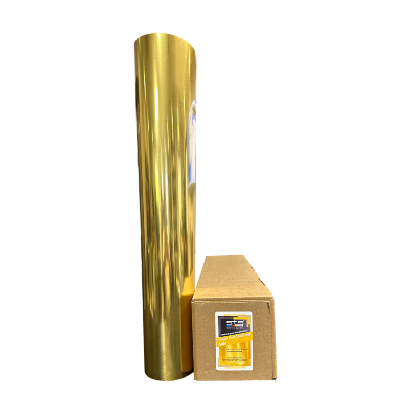 24 Cold Foil Gold DTF Cold Peel Gold Foil 24″ × 164ft Roll - Image 1